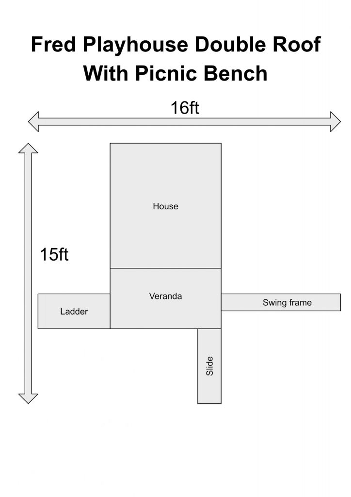 Fred Playhouse Double Roof With Picnic Bench