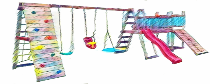 Swing and slide set with bridge